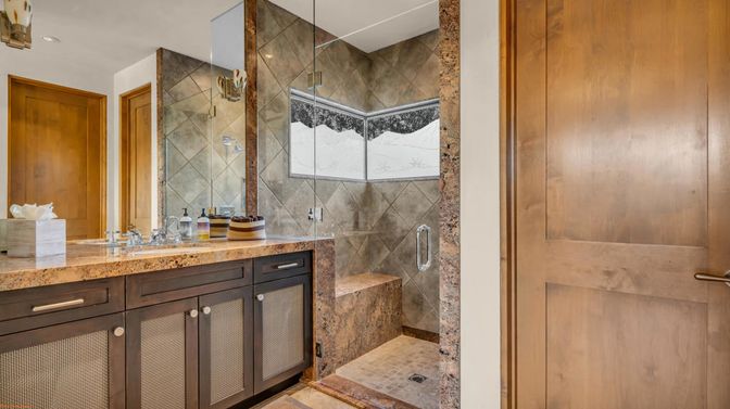 Bathroom, Glass Shower, Interior, Recessed Lighting