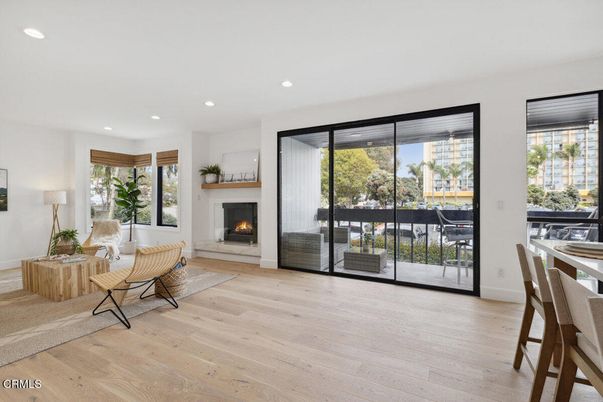 Fireplace, Interior, Recessed Lighting, Wood Texture Flooring