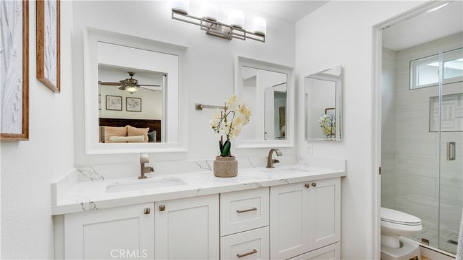 Bathroom, Dual Sink Vanities, Glass Shower, Interior