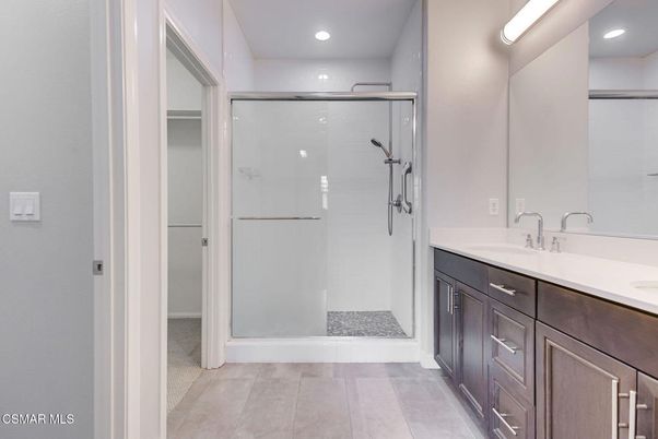 Bathroom, Dual Sink Vanities, Glass Shower, Interior, Recessed Lighting