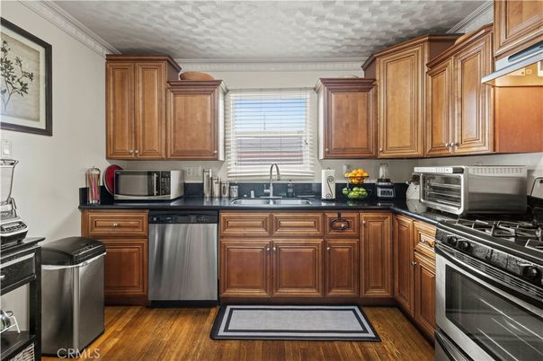 Interior, Kitchen, Stainless Steel Appliances, Wood Texture Flooring