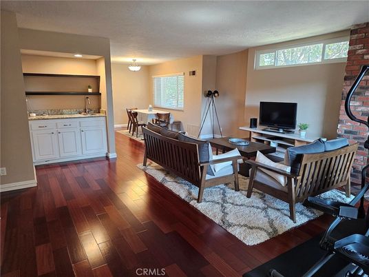 Dining room, Interior, Living room, Recessed Lighting, Wood Texture Flooring