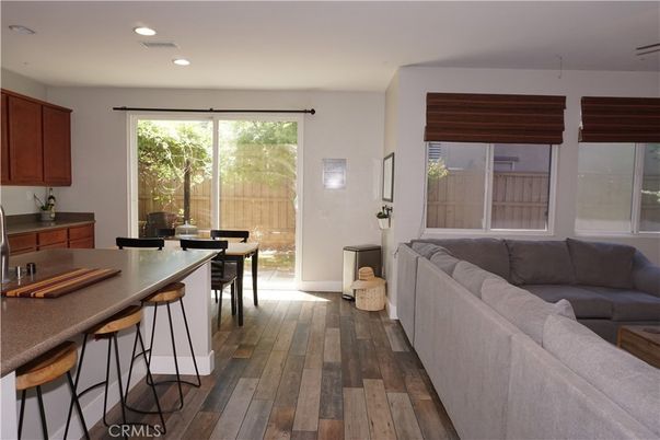 Dining room, Interior, Living room, Recessed Lighting, Wood Texture Flooring