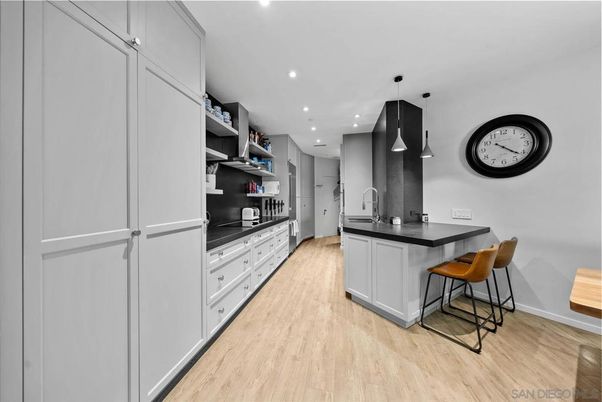 Interior, Kitchen, Pendant Lights, Recessed Lighting, Wood Texture Flooring
