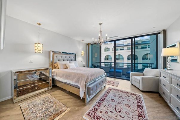 Bedroom, Interior, Pendant Lights, Wood Texture Flooring