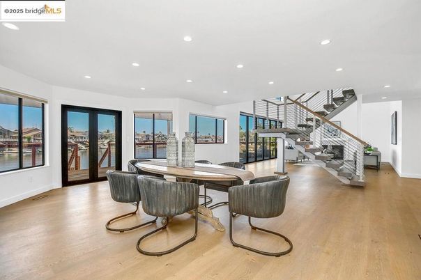 Dining room, Interior, Recessed Lighting, Water, Wood Texture Flooring