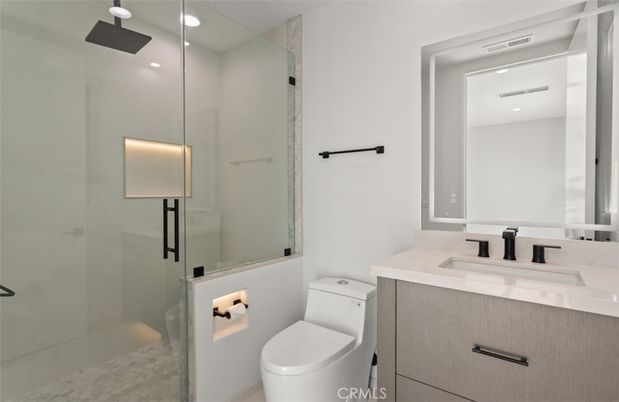 Bathroom, Glass Shower, Interior, Recessed Lighting