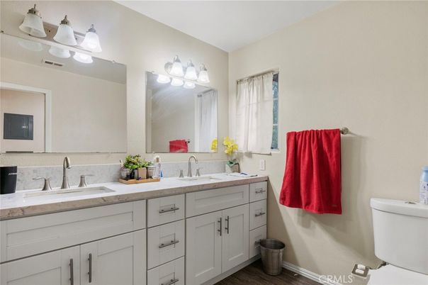 Bathroom, Dual Sink Vanities, Interior, Wood Texture Flooring