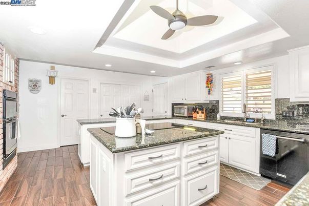 Interior, Kitchen, Recessed Lighting, Wood Texture Flooring