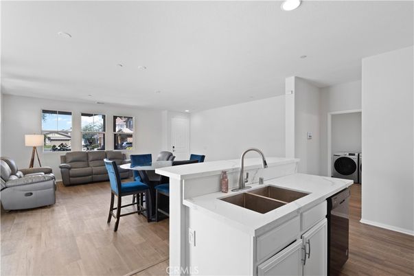 Dining room, Interior, Kitchen, Living room, Recessed Lighting, Wood Texture Flooring