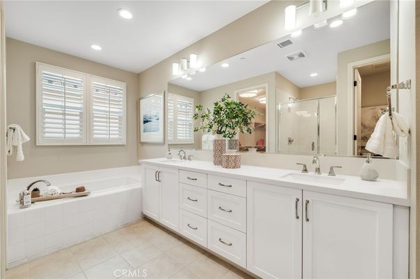 Bathroom, Dual Sink Vanities, Glass Shower, Interior, Recessed Lighting