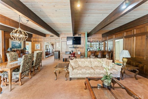 Chandelier, Dining room, Interior, Living room, Wooden Beams, Wooden Ceilings, Wooden Walls