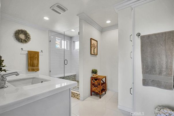 Bathroom, Glass Shower, Interior, Recessed Lighting