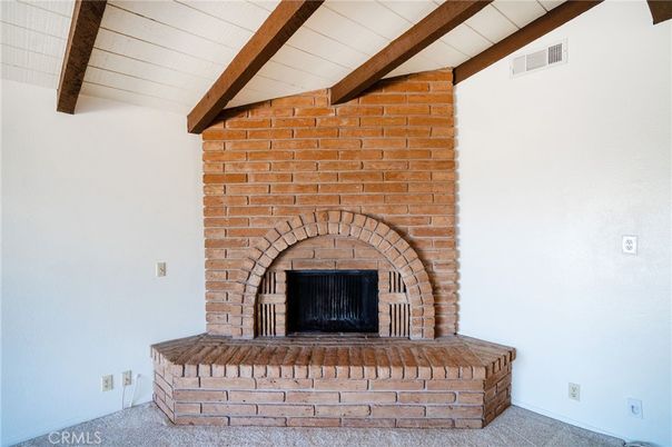Fireplace, Interior, Stone Walls, Wooden Beams