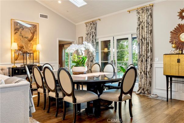 Dining room, Interior, Recessed Lighting, Wood Texture Flooring