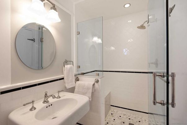 Bathroom, Glass Shower, Interior, Recessed Lighting