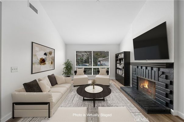 Fireplace, Interior, Living room, Wood Texture Flooring