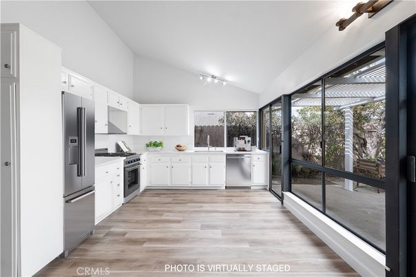 Interior, Kitchen, Stainless Steel Appliances, Wood Texture Flooring