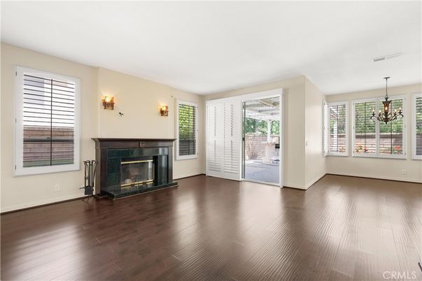 Chandelier, Empty room, Fireplace, Interior, Wood Texture Flooring