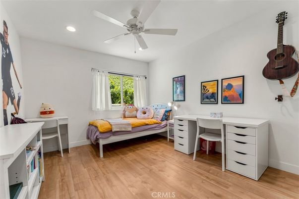 Bedroom, Home Office, Interior, Recessed Lighting, Wood Texture Flooring