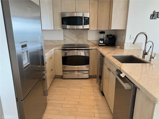 Interior, Kitchen, Stainless Steel Appliances, Wood Texture Flooring