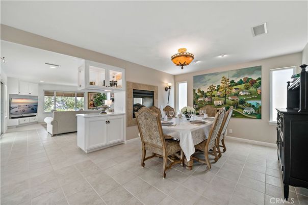 Dining room, Fireplace, Interior, Living room, Recessed Lighting