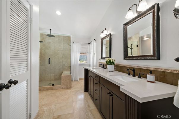 Bathroom, Dual Sink Vanities, Glass Shower, Interior, Recessed Lighting