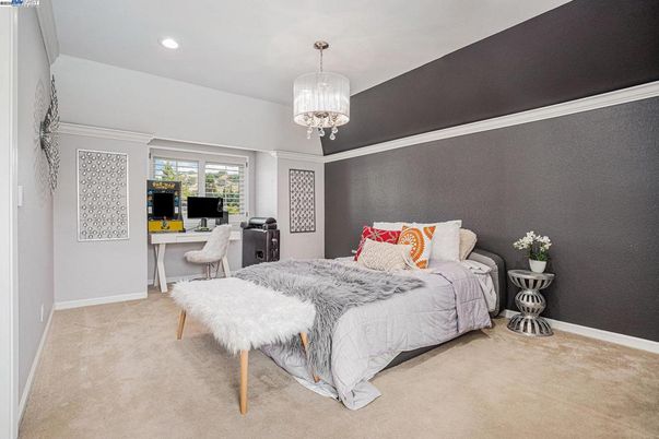 Bedroom, Chandelier, Home Office, Interior, Recessed Lighting