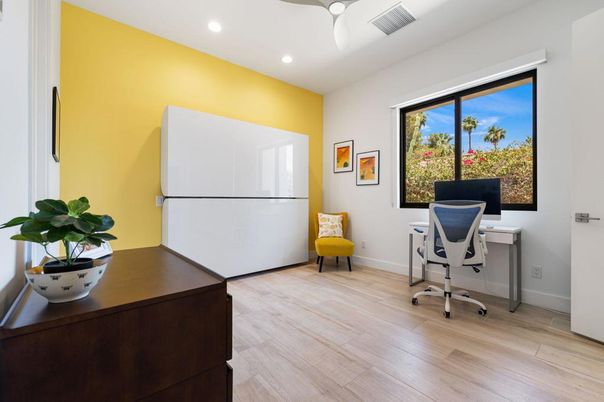 Home Office, Interior, Recessed Lighting, Wood Texture Flooring