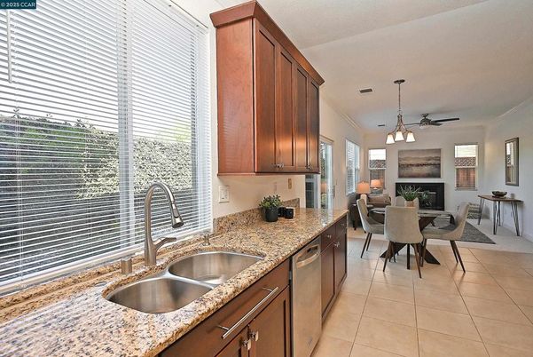 Dining room, Fireplace, Interior, Kitchen, Pendant Lights