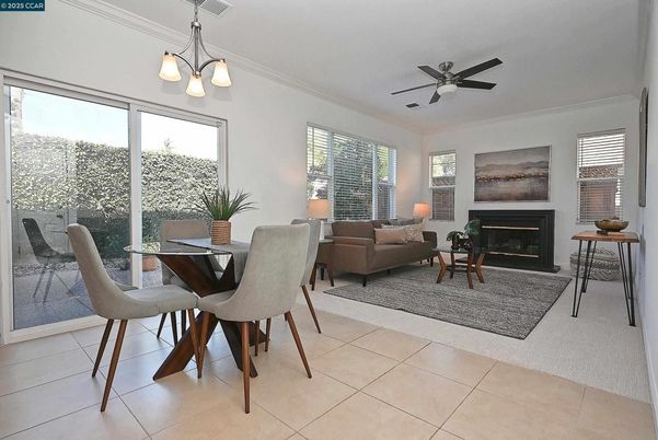 Dining room, Fireplace, Interior, Living room, Pendant Lights