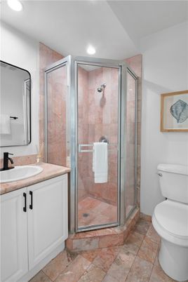 Bathroom, Glass Shower, Interior, Recessed Lighting
