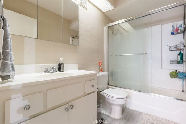 Bathroom, Glass Shower, Interior, Wood Texture Flooring