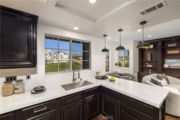 Interior, Kitchen, Pendant Lights, Recessed Lighting, Wood Texture Flooring