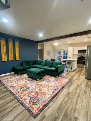 Interior, Kitchen, Living room, Recessed Lighting, Stainless Steel Appliances, Wood Texture Flooring