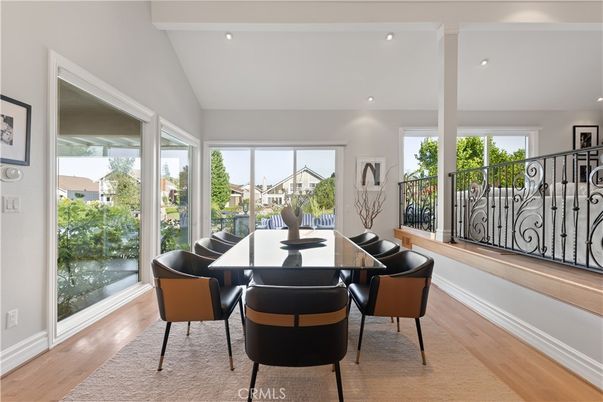 Dining room, Interior, Recessed Lighting, Wood Texture Flooring