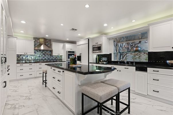 Interior, Kitchen, Marble, Recessed Lighting, Stainless Steel Appliances