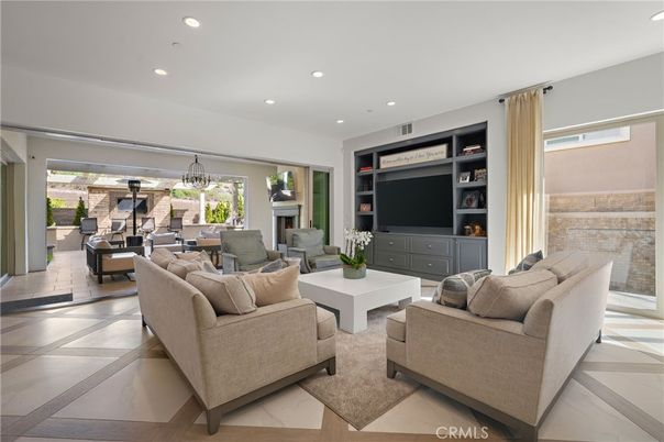 Dining room, Fireplace, Interior, Living room, Pendant Lights, Recessed Lighting