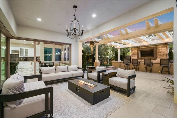 Chandelier, Dining room, Interior, Living room, Pendant Lights, Recessed Lighting, Stone Walls