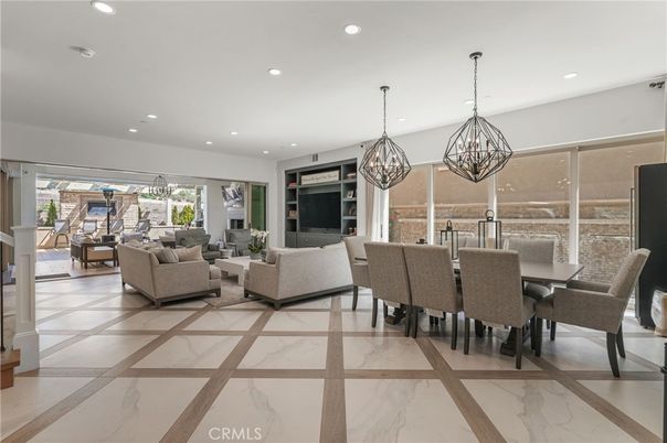 Chandelier, Dining room, Interior, Living room, Marble, Pendant Lights, Recessed Lighting