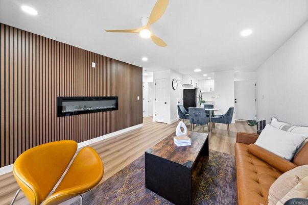 Dining room, Interior, Kitchen, Living room, Recessed Lighting, Wood Texture Flooring
