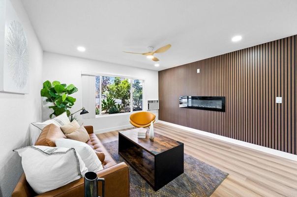 Interior, Living room, Recessed Lighting, Wood Texture Flooring