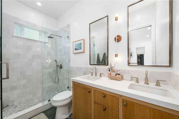 Bathroom, Dual Sink Vanities, Glass Shower, Interior, Recessed Lighting