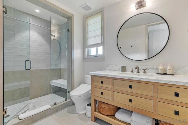 Bathroom, Glass Shower, Interior, Recessed Lighting