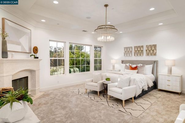 Bedroom, Chandelier, Fireplace, Interior, Recessed Lighting