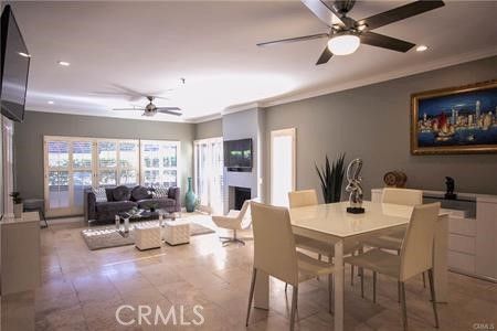 Dining room, Fireplace, Interior, Living room, Recessed Lighting