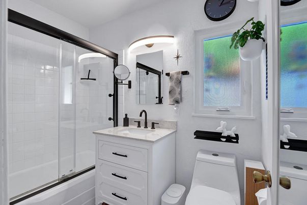Bathroom, Dual Sink Vanities, Glass Shower, Interior