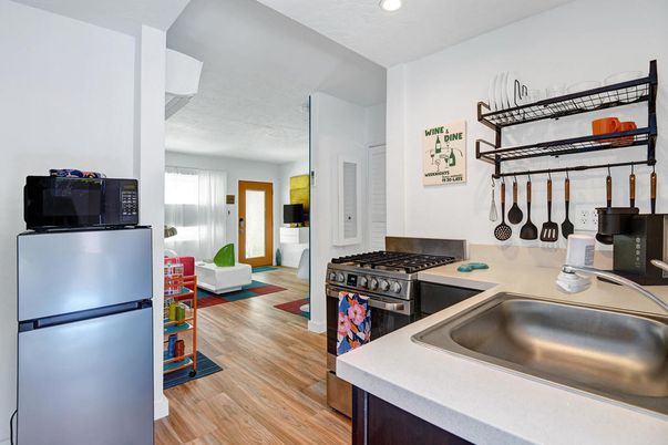 Interior, Kitchen, Recessed Lighting, Wood Texture Flooring
