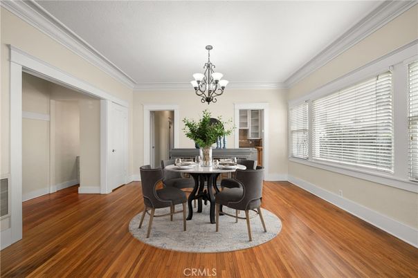 Chandelier, Dining room, Interior, Wood Texture Flooring