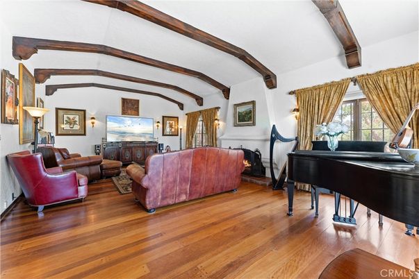 Fireplace, Interior, Living room, Piano, Wooden Beams, Wood Texture Flooring